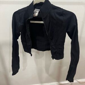 Cropped ribbed work out jacket